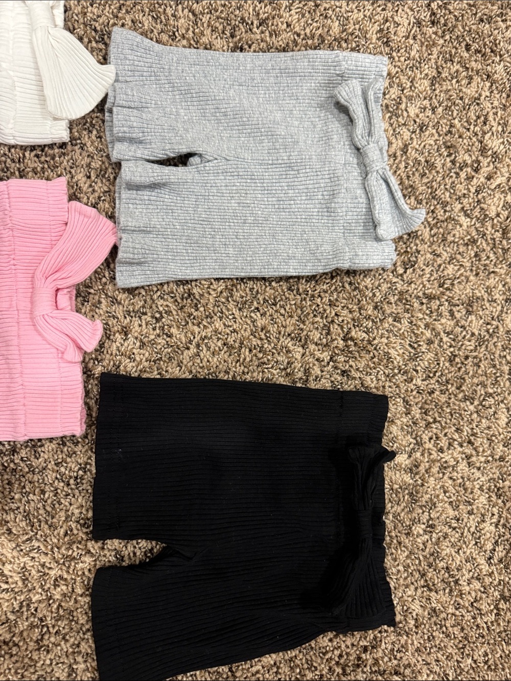 Kids Ribbed Knit Shorts - Pink, White, Gray & Black - Picture 3 of 3